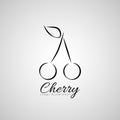 Vector monochrome illustration of delicious Cherry Logo. Flat icon for apps and websites.